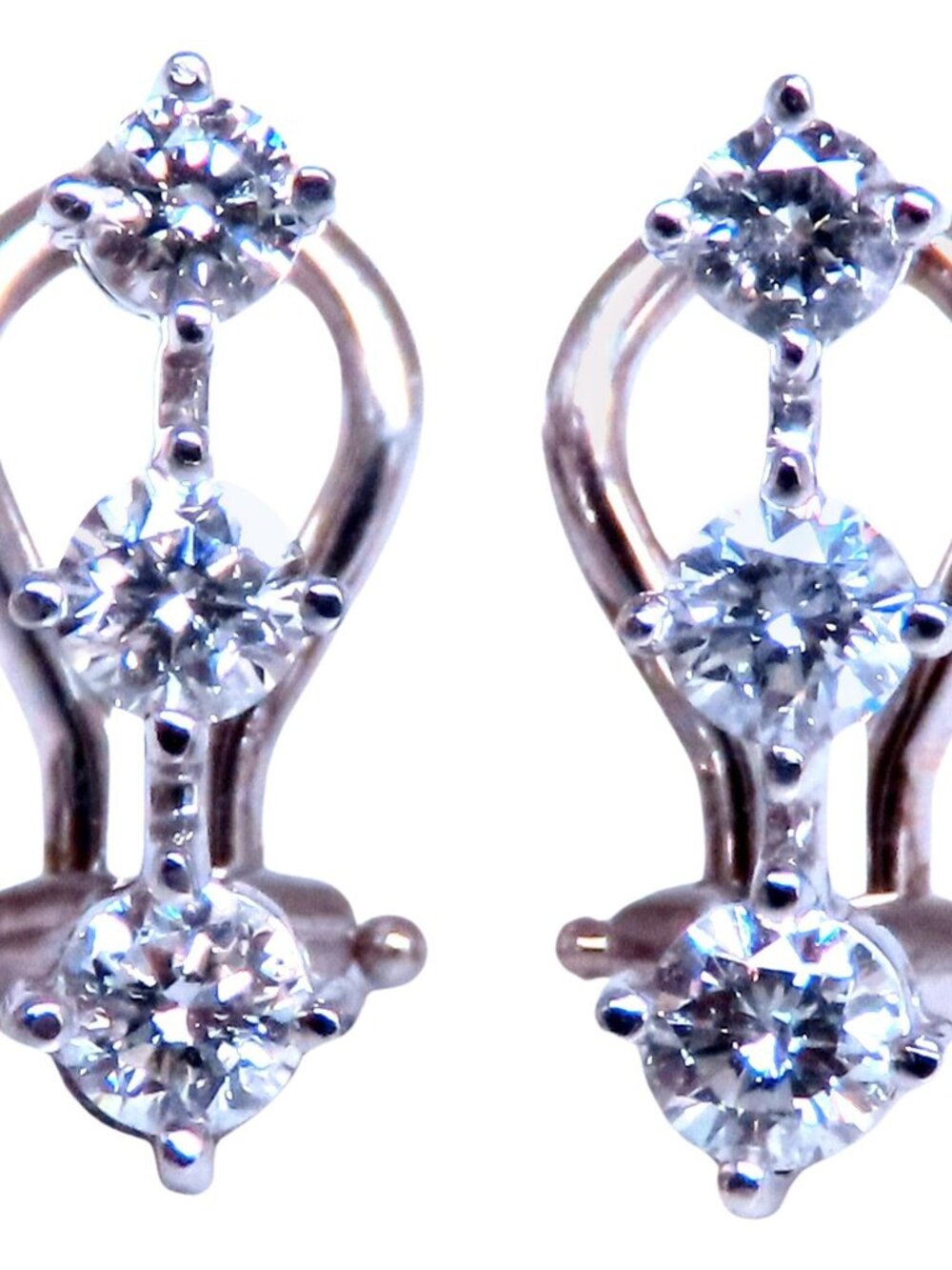 .70ct Three Stack Diamond clip Earrings 14kt 12493*